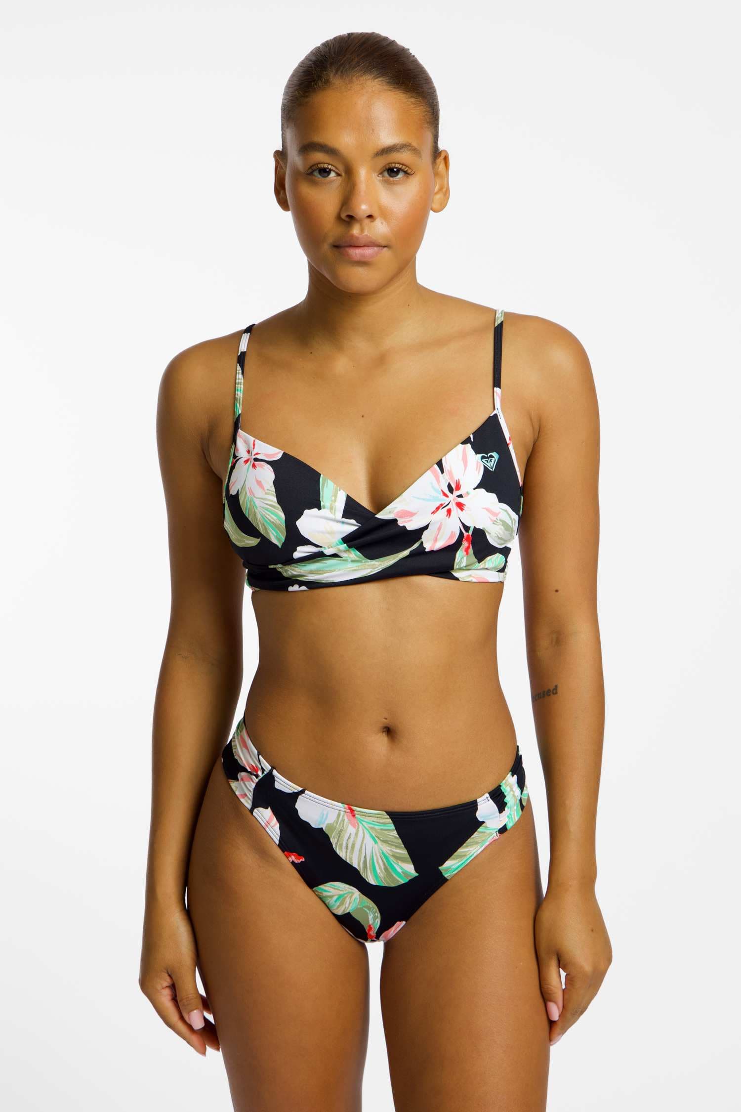 Roxy Printed Essentials Bralette A-C Cup Damen Bikini Schwarz, Damen, Größe: M