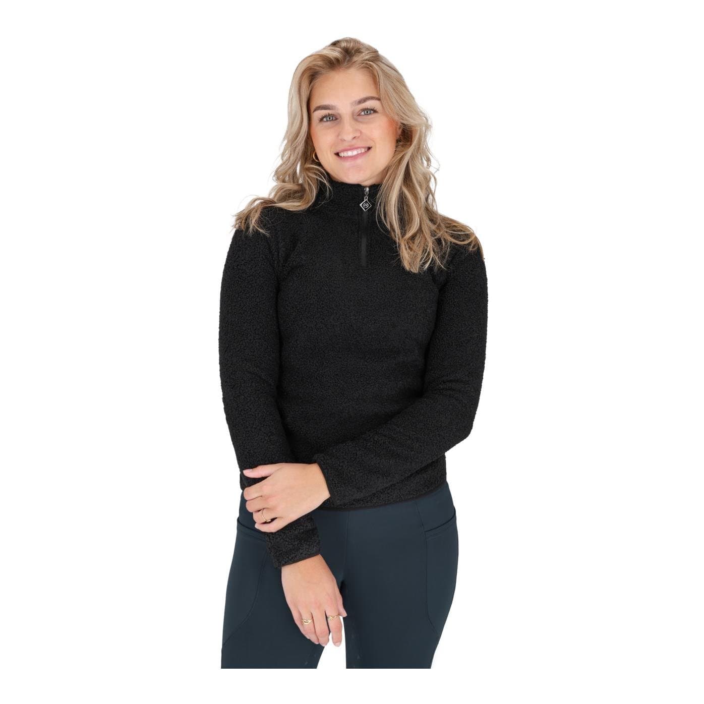 QHP Pullover mit halbem Reissverschluss Teddie - Schwarz