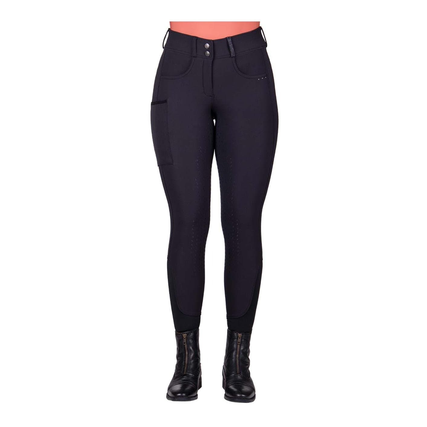 QHP Reithose Kae Vollbesatz Damen - Schwarz