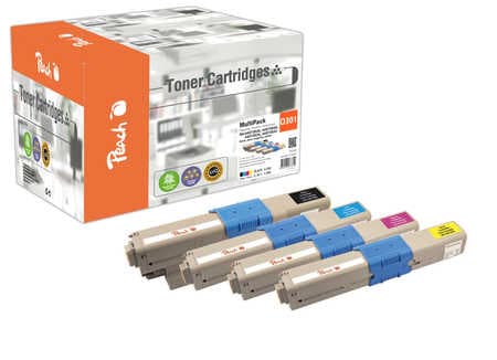 Peach O4496/47/97 4 Toner (bk, c/m/y) ersetzt OKI 44973533-6 für z.B. OKI C 301 DN, OKI C 321 DN, OKI MC 332 DN, OKI MC 340, OKI MC 342 DN