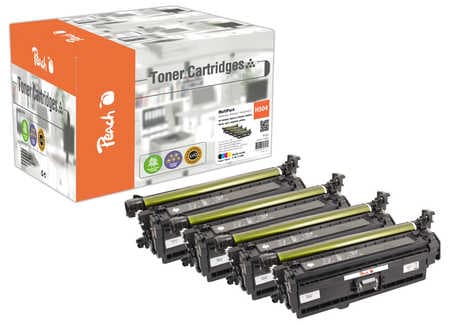 Peach HP 504 X 4 Toner (bk, c/m/y) ersetzt HP No. 504X, CE250X, CE251A, CE252, CE253 für z.B. HP Color LaserJet CM 3500, HP Color LaserJet CP 3520