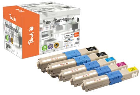 Peach O4446/4449 5 Toner (2*bk, c/m/y) ersetzt OKI 44469704-9803 für z.B. OKI MC 562 DN, OKI C 310 DN, OKI C 330 DN, OKI C 331 DN, OKI C 510 DN