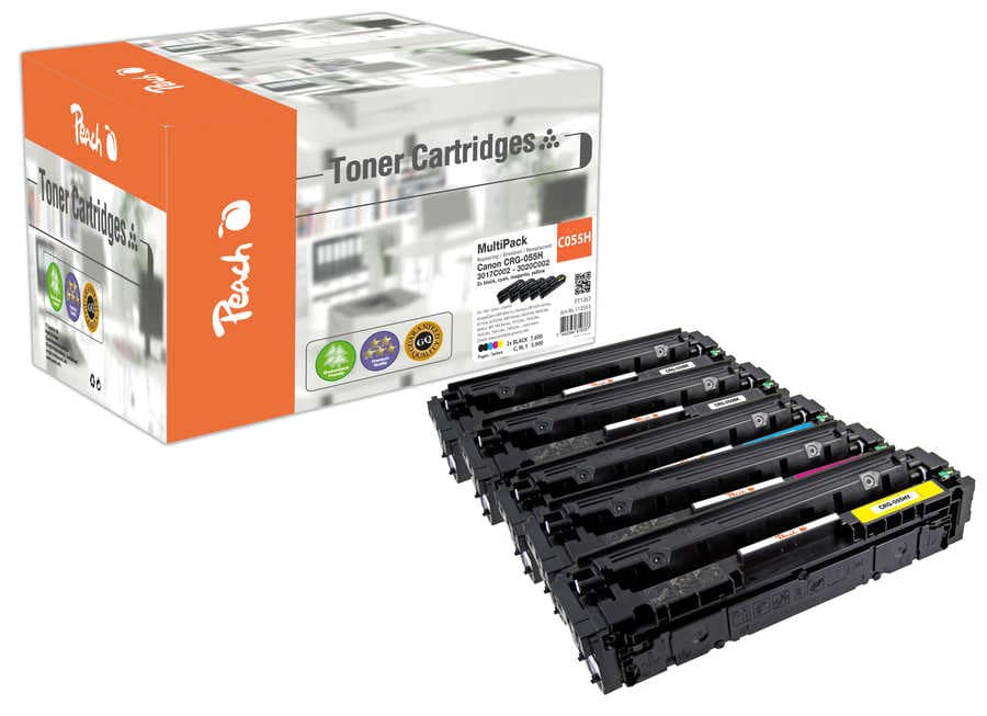 Peach HP 415-W2030/1/2/3-C055 5 Toner XL (2*bk, c/m/y) ersetzt Canon 3020C002*2, 3019C002, 3018C002, 3017C002 für z.B. Canon iSENSYS LBP -660