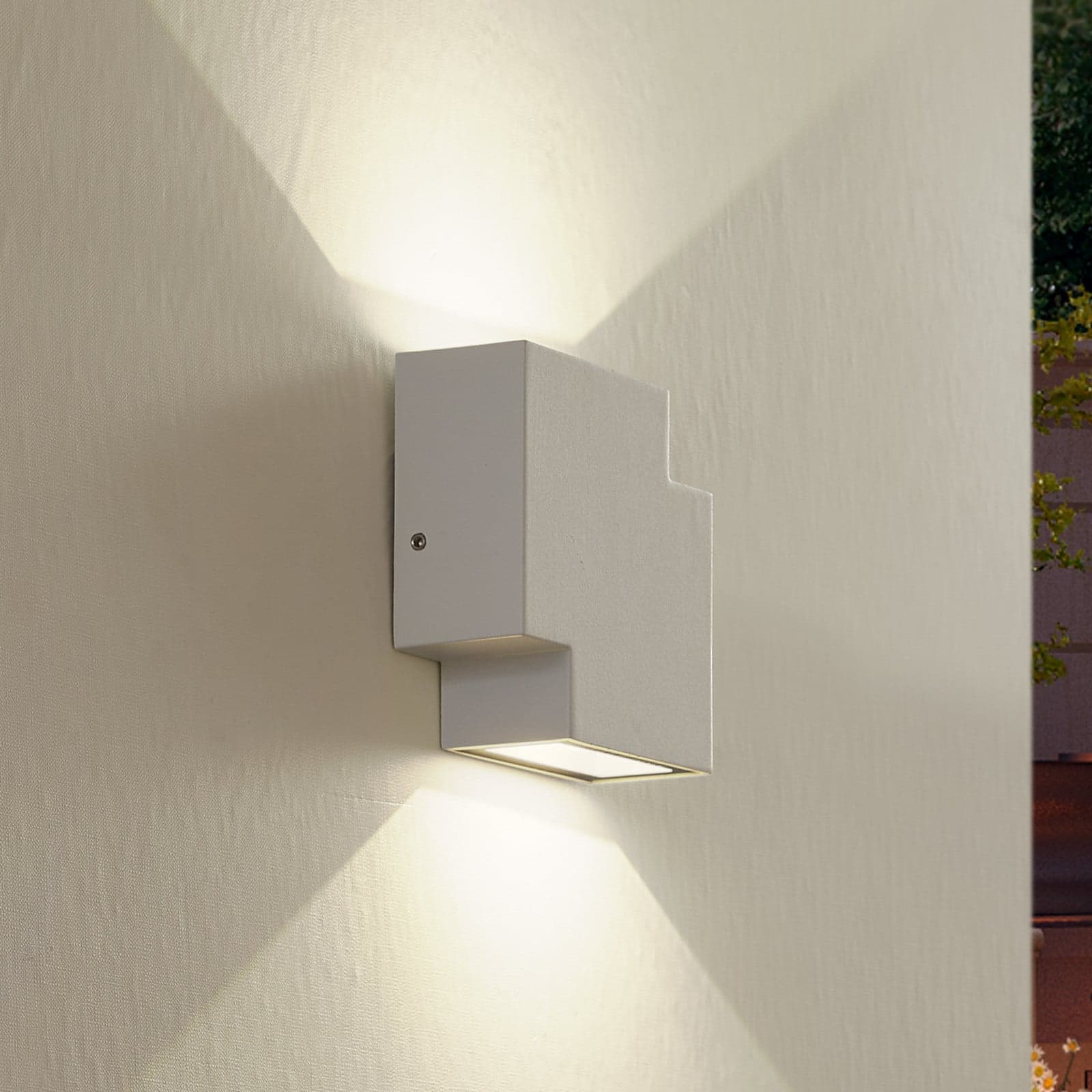 Fendir LED-Außenwandleuchte, weiß, Alu, 10,5 cm - Lindby - Terrasse - Modern - Aluminium - Eckig