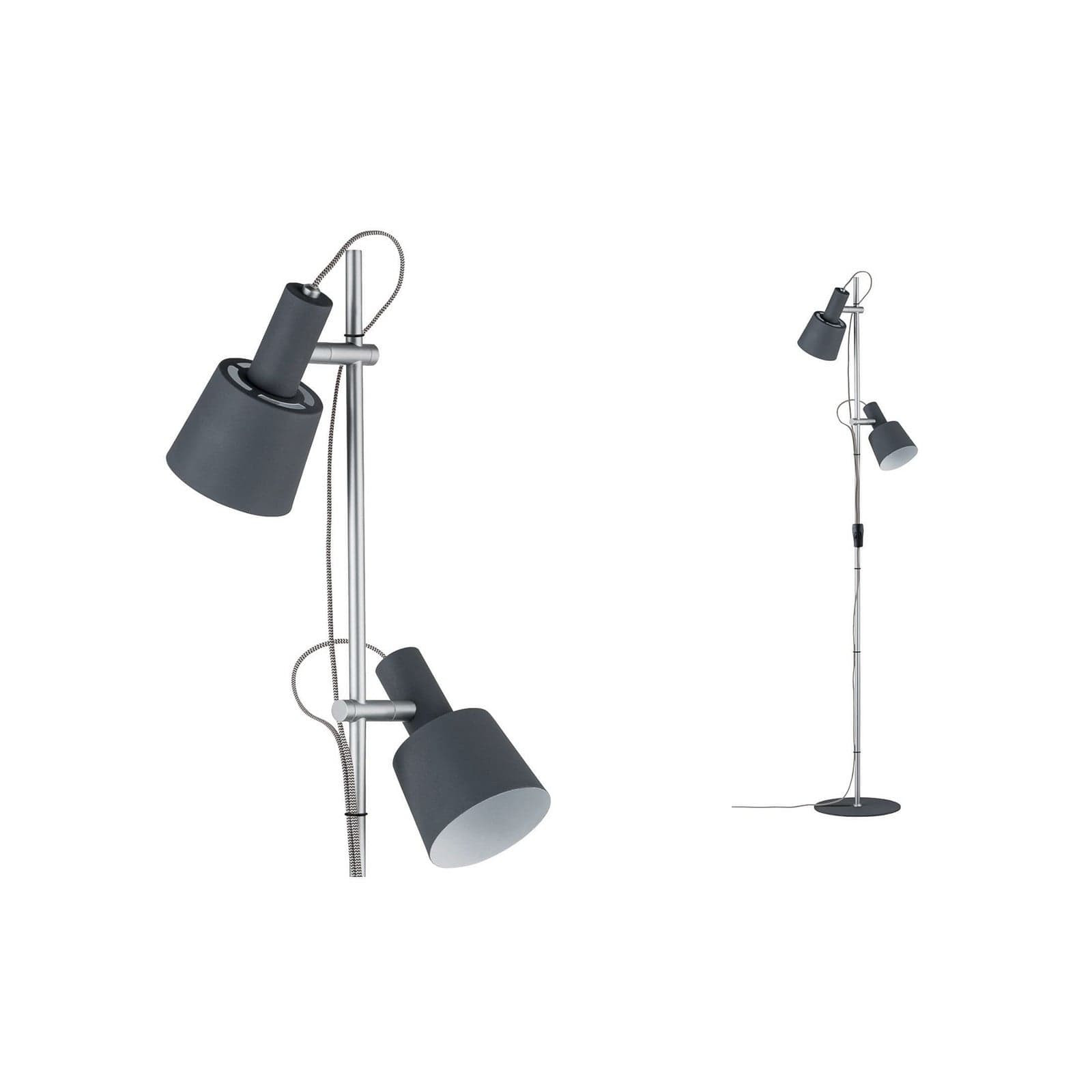 Haldar Stehleuchte Dark Grau/Chrom - Paulmann - Wohnzimmer - Modern - Metall - Mehrflammig
