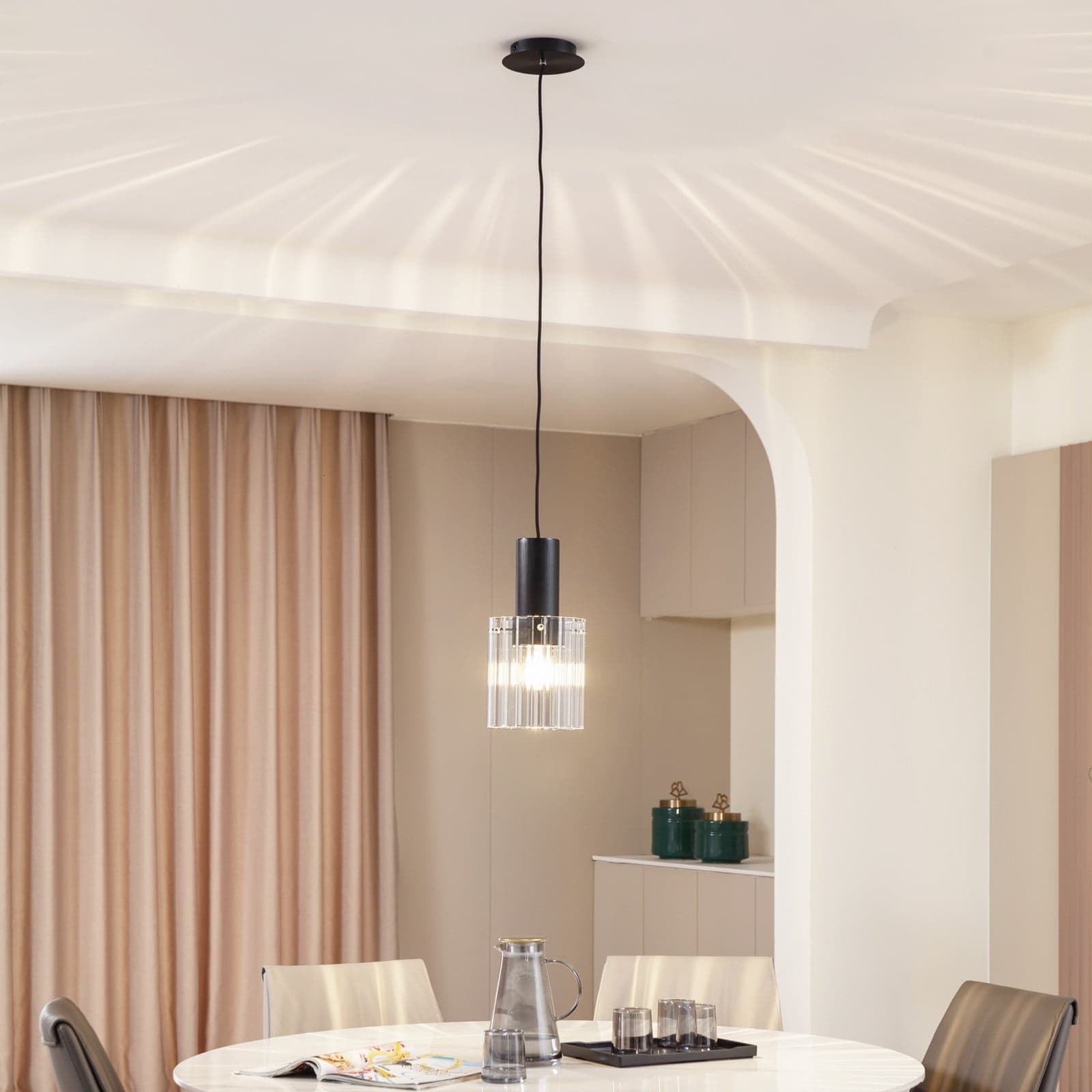 Eirian Pendelleuchte Clear/Black - Lucande - Wohnzimmer - Modern - Glas - Einflammig