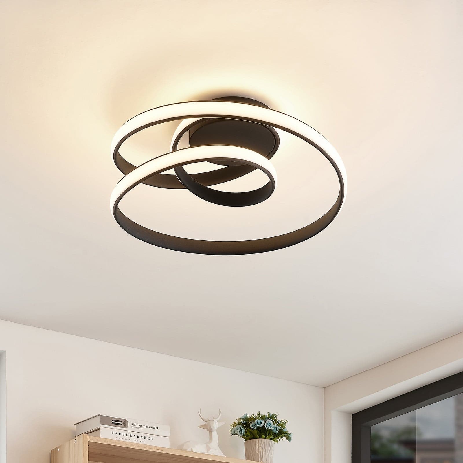 Sakina LED Deckenleuchte Black - Lucande - Wohnzimmer - Design - Metall - Rund