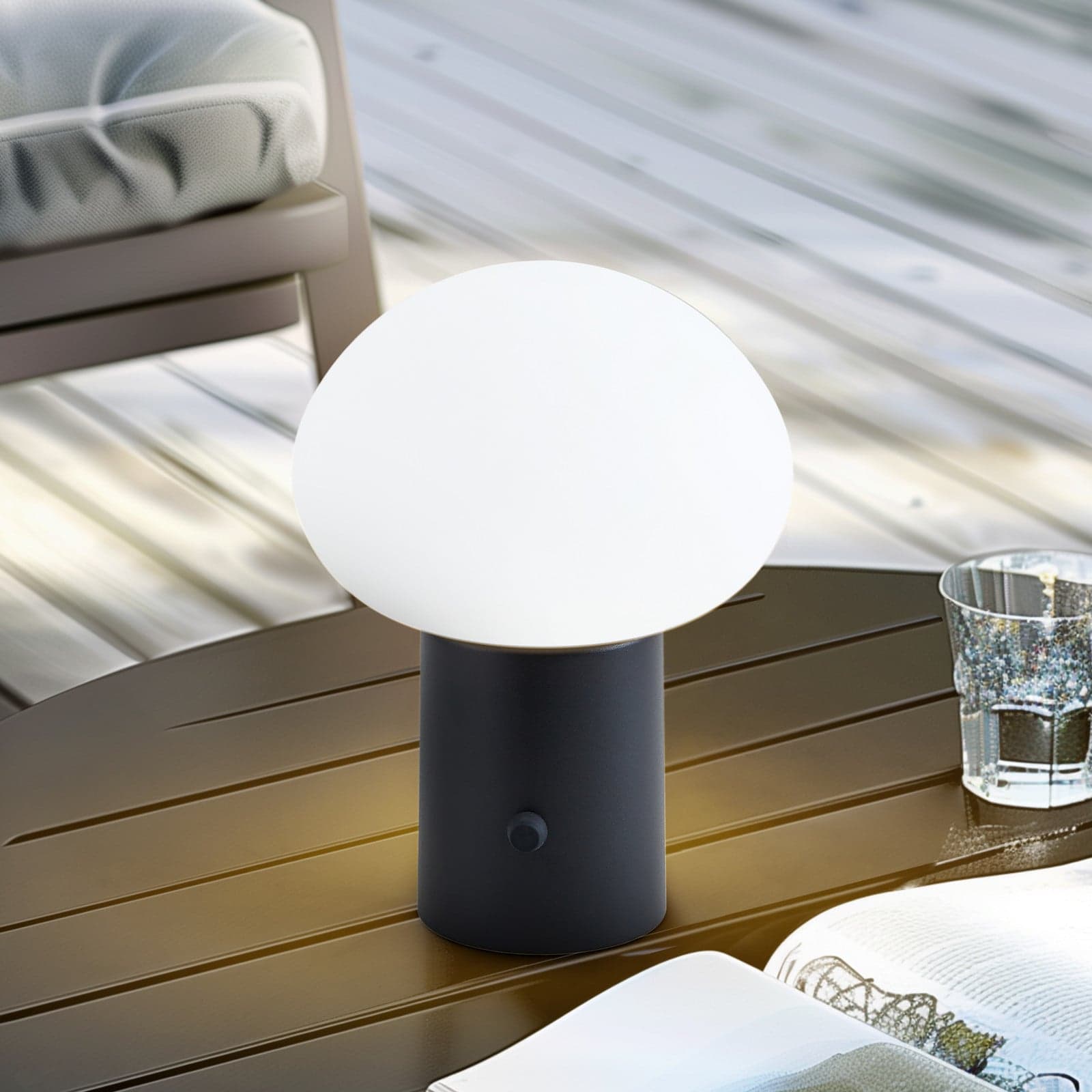 Zelie Portable Tischleuchte IP44 Schwarz/Weiß - Lindby - Balkon - Modern - Aluminium - Rund