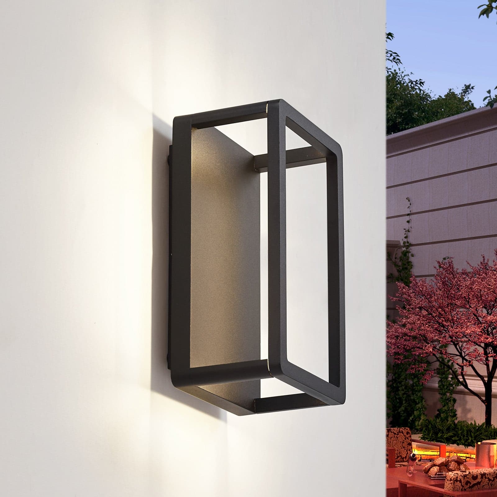 Thorvid LED-Außenwandleuchte, Höhe 26 cm, schwarz - Lucande - Modern - Aluminium - Eckig